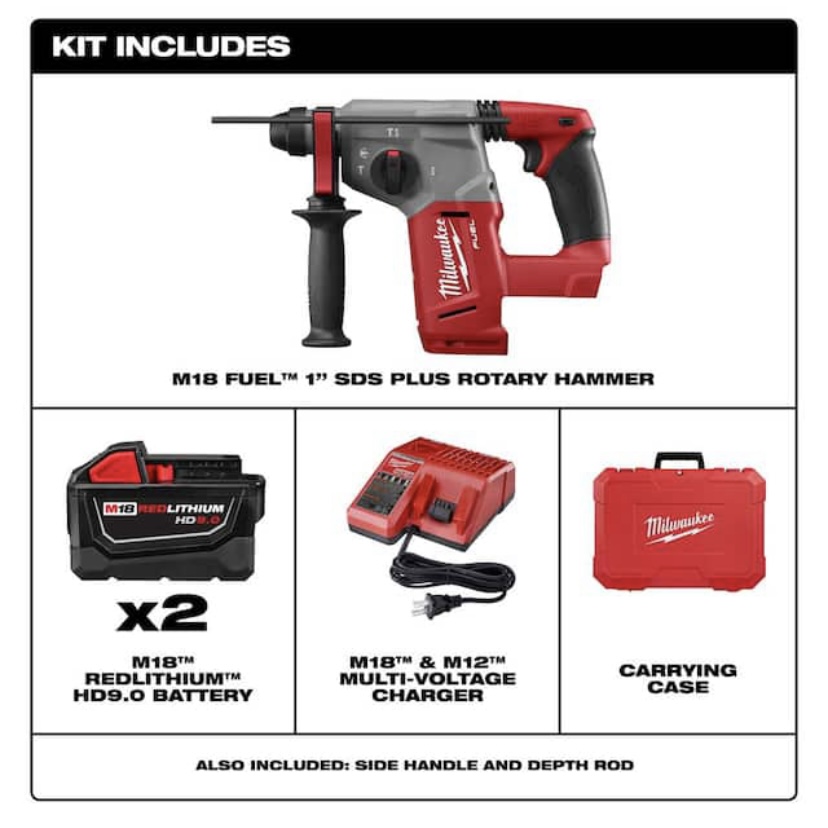 Milwaukee M18 FUEL™ 1" SDS Plus Rotary Hammer Kit