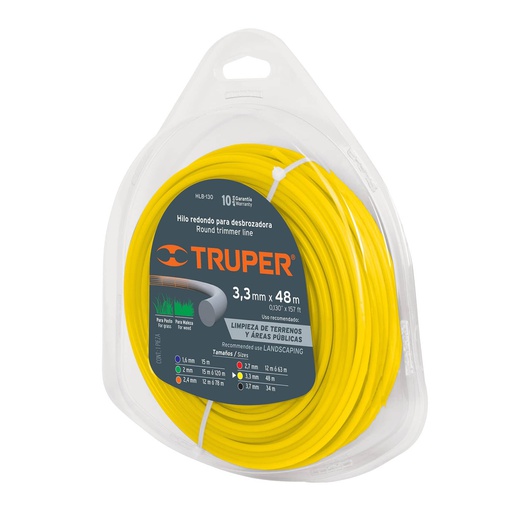 [17630 (1761)] TRUPER (0.130" x 157") Hilo Redondo Para Trimmer