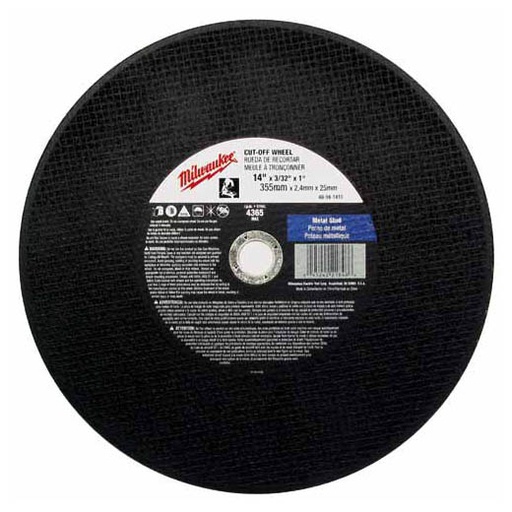 [12615] 14" | 3/32" Milwaukee Disco de Corte Tipo 1 Propósito general - Metal (doble refuerzo)